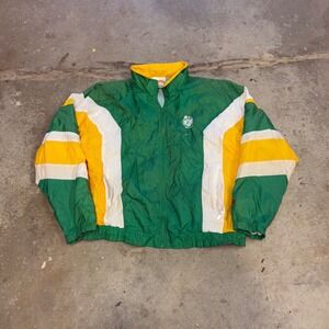Vintage Nutmeg Mills Boston Celtics NBA Windbreaker Jacket Green Yellow Mens L